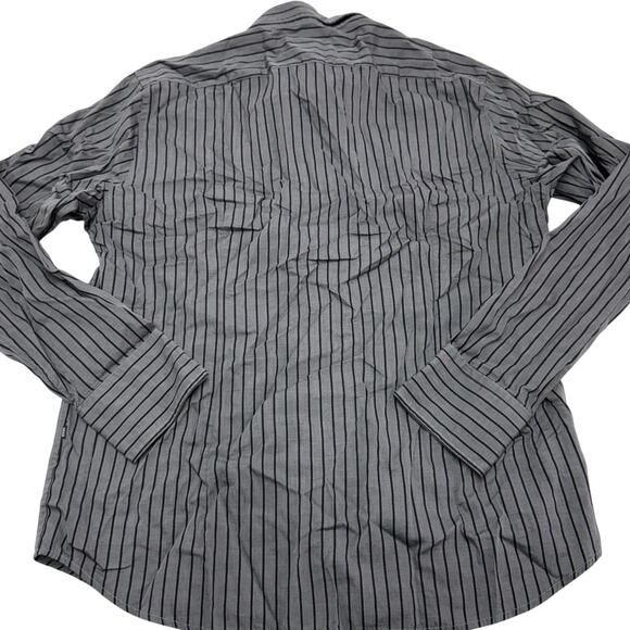Boss Hugo Boss Shirt Mens X Large Grey Lucas Fitted Striped Button Down - Picture 2 of 8